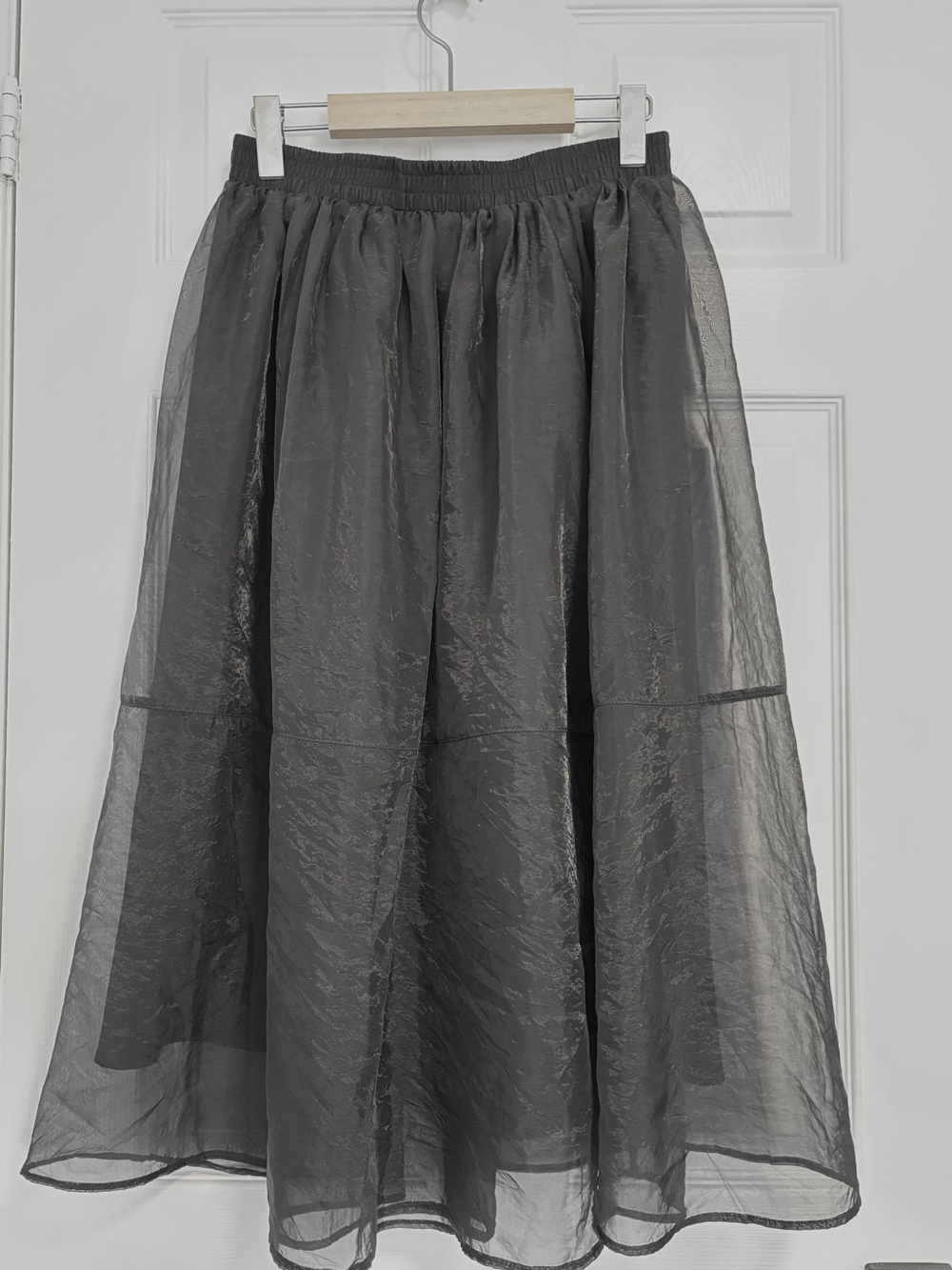 Black A-Line Sheer Overlay Skirt